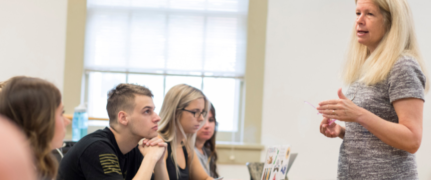 SPIA Professor Susan Haire teaching her research methods during a criminal justice class in one of the classrooms in Candler Hall.