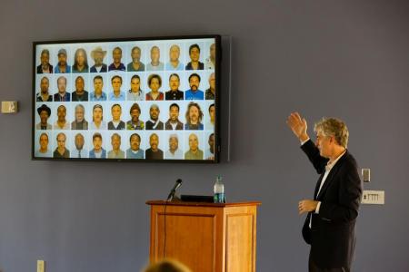 Dr Uggen speaking at the Talarico Lecture